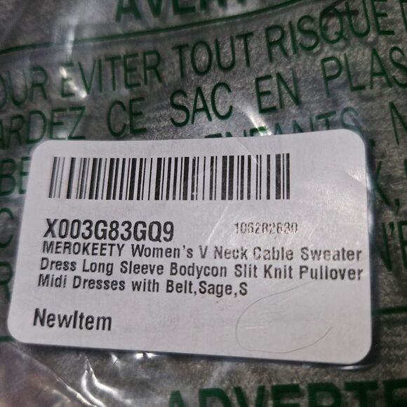 NWT MEROKEETY Green Ribbed Knit Midi Sweater Dress Women's Small | Cozy Pullover - Picture 9 of 9